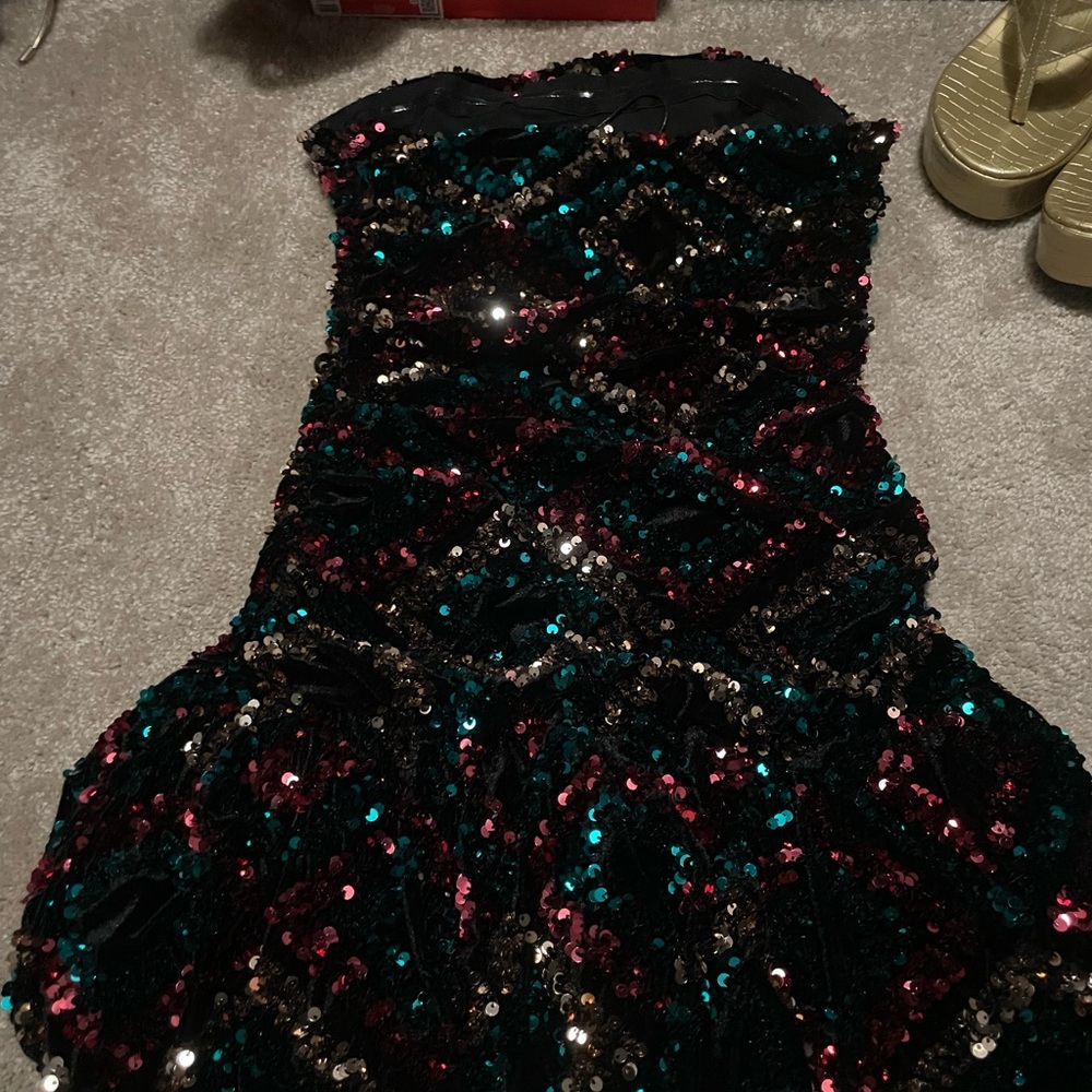 Sequin Strapless Bubble Dress